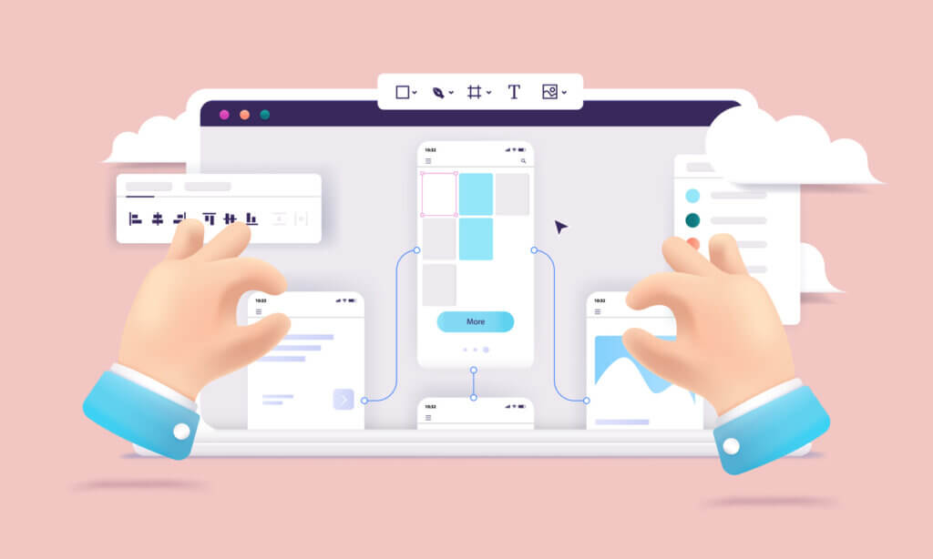 Illustration of a website being designed